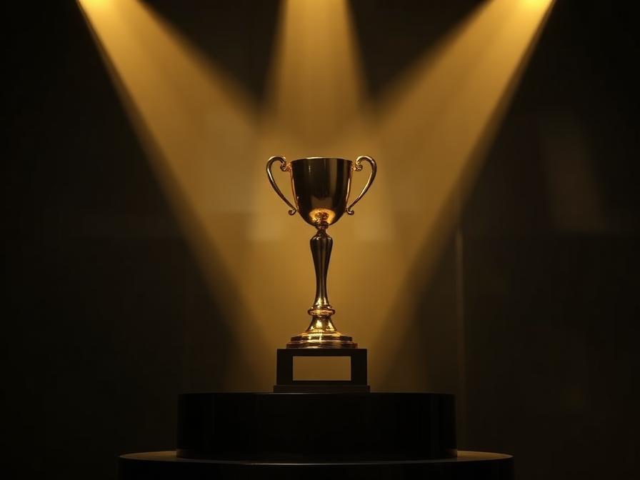 Single trophy under spotlight representing one winner